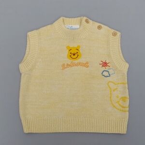 Disney Winnie The Pooh Sweater Vest Size 2T Yellow Knit Embellished Pullover